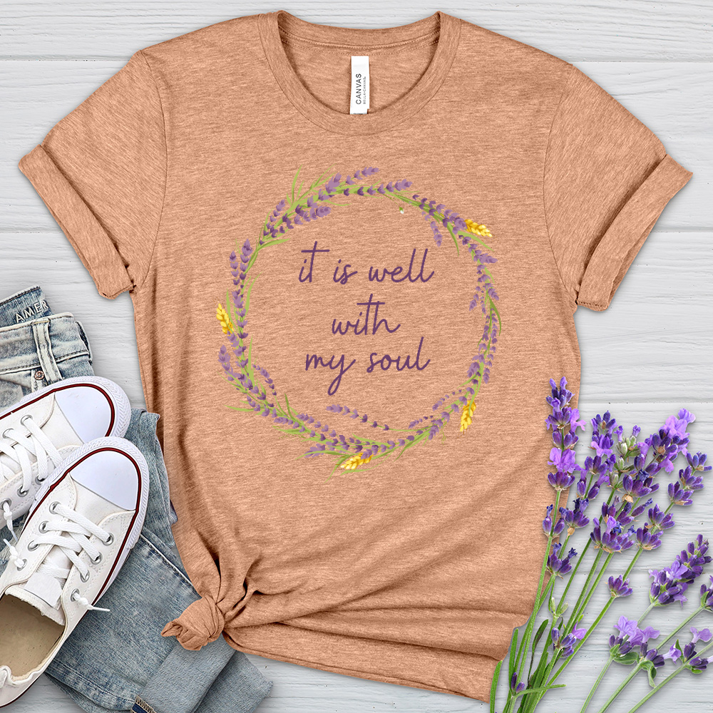 It Is Well Lavender Wreath Heathered Tee