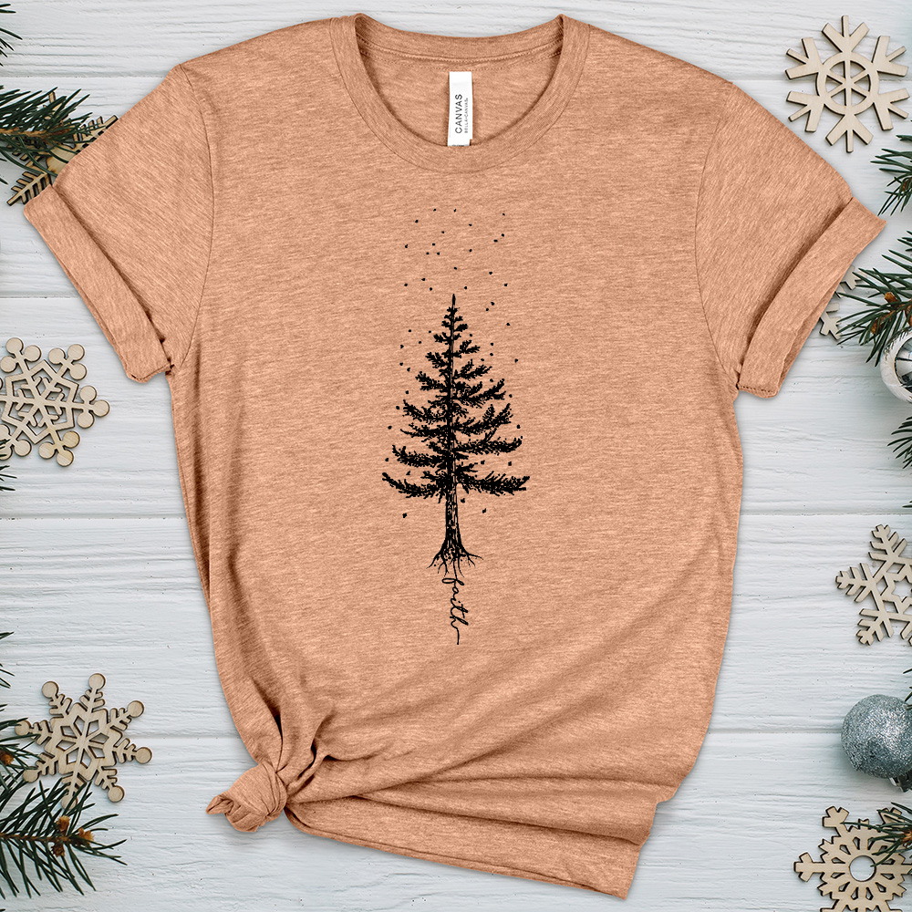 Rooted In Faith Pine Tree Heathered Tee