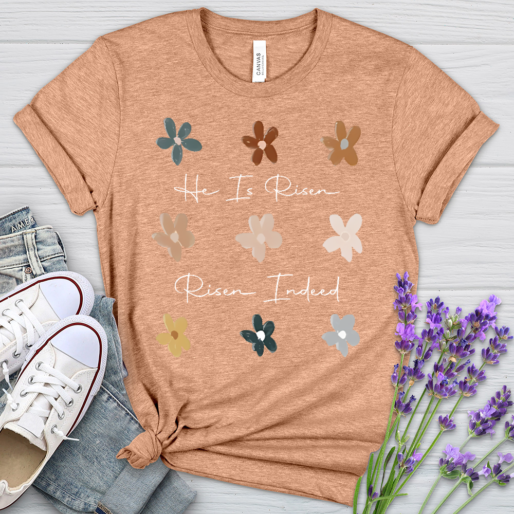 Risen Indeed Flower Pattern Heathered Tee