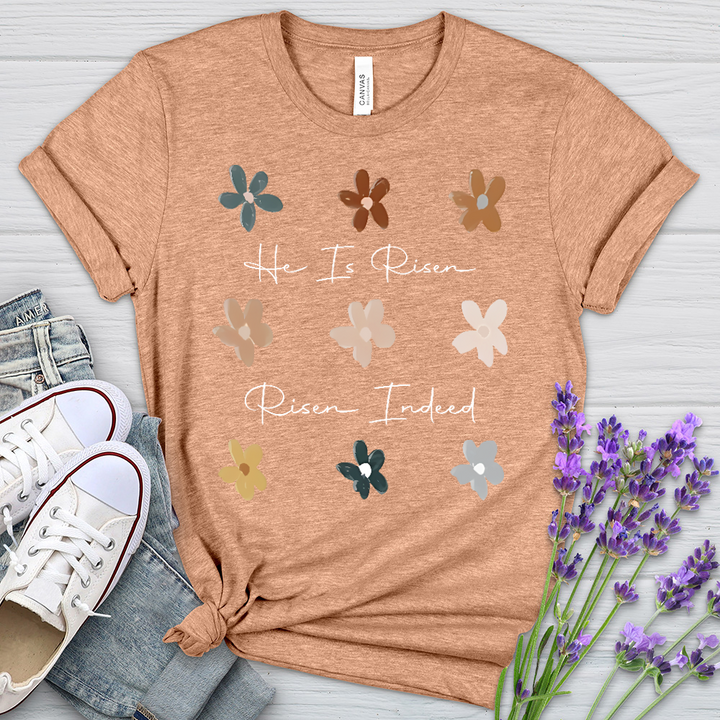 Risen Indeed Flower Pattern Heathered Tee