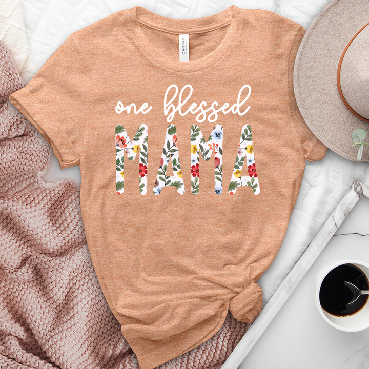 One Blessed Mama White Heathered Tee