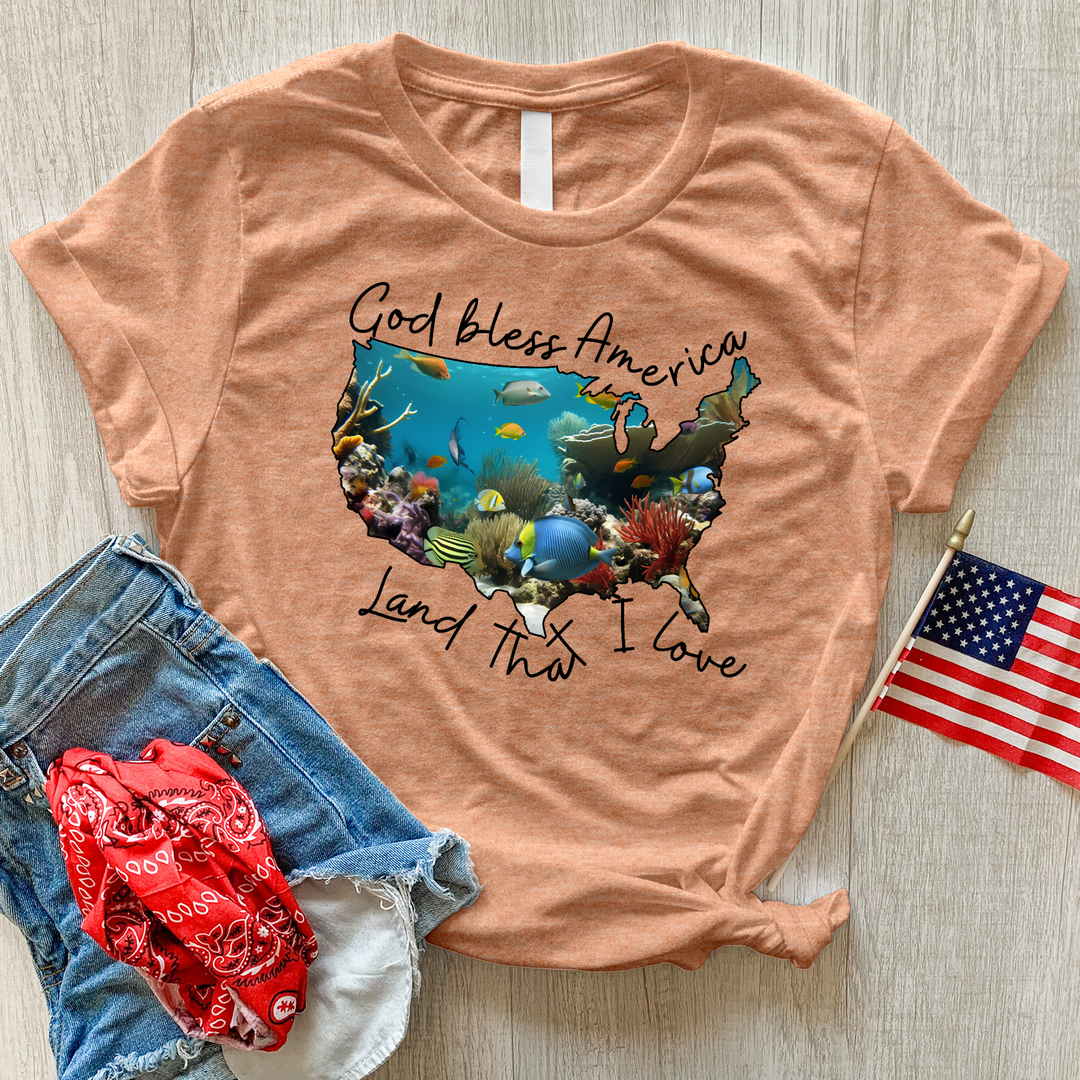 Coral Reef America Heathered Tee