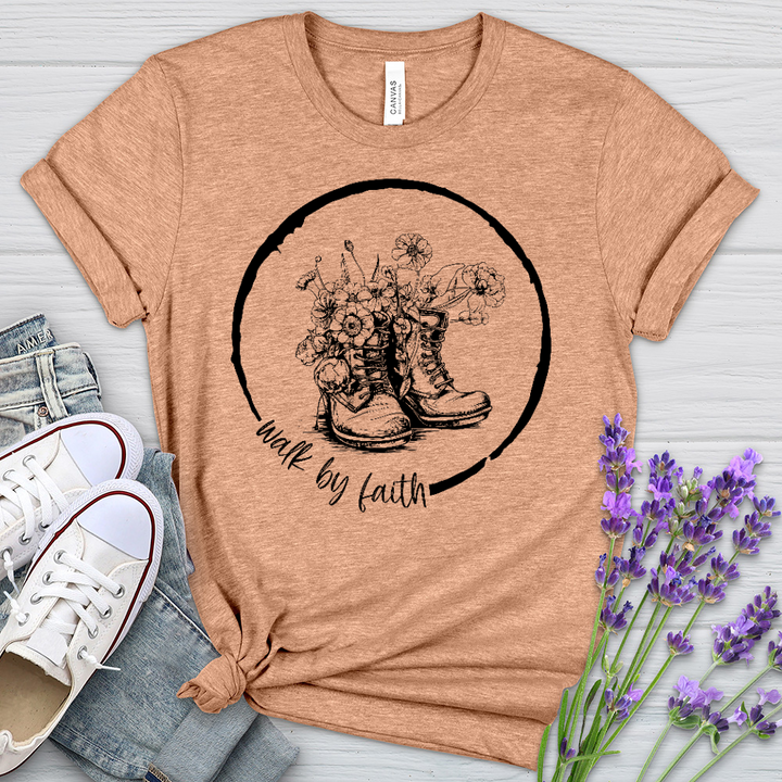 Walk By Faith Flowers Heathered Tee