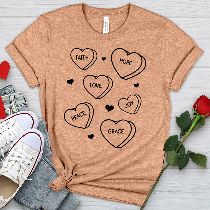 Inspirational Candy Hearts Heathered Tee