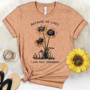 Because He Lives Sunflower Trio Heathered Tee