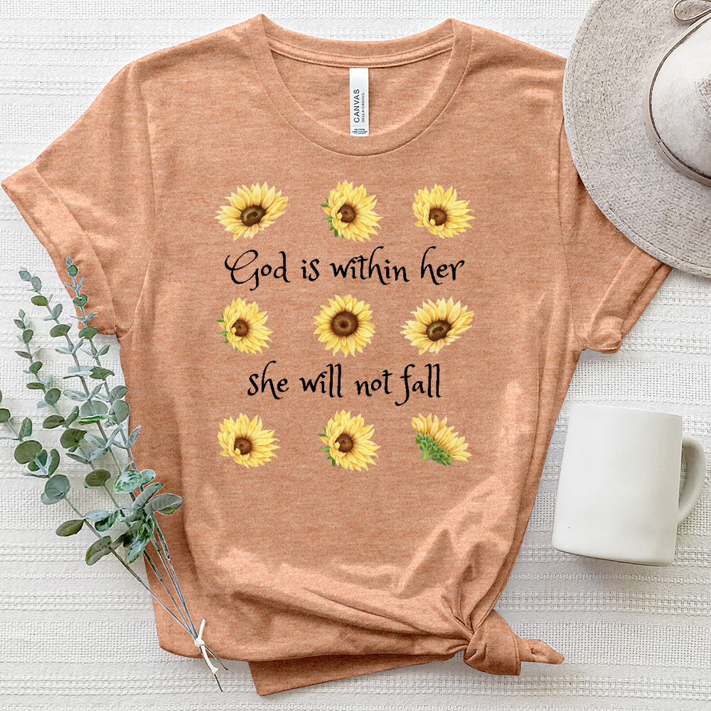 She Will Not Fall Sunflower Heathered Tee