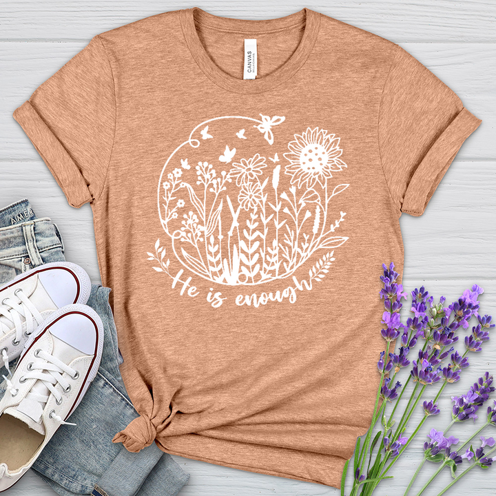 He Is Enough Heathered Tee