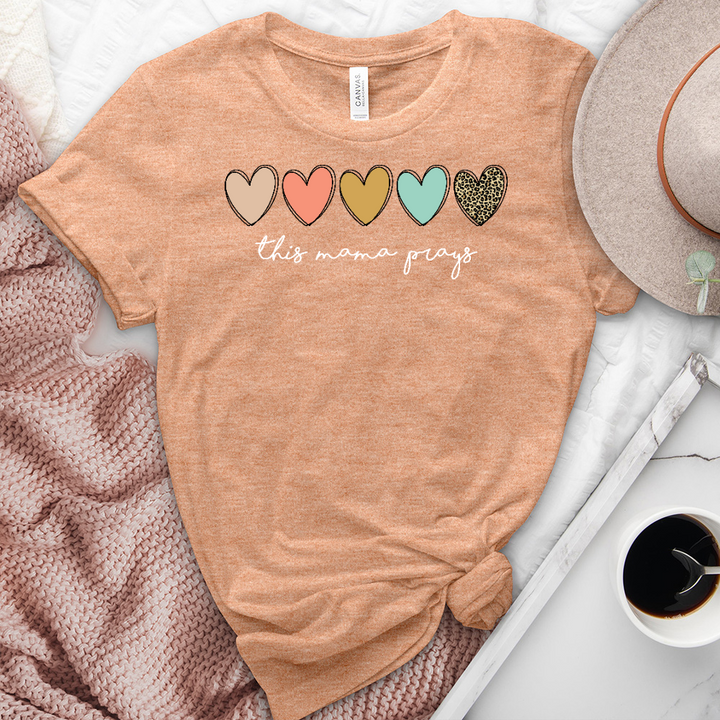 This Mama Prays Hearts Heathered Tee