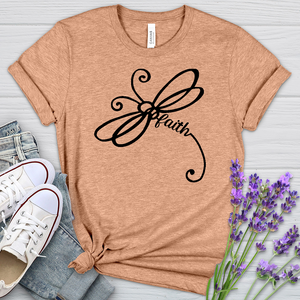 Faith Dragonfly Word Art Heathered Tee