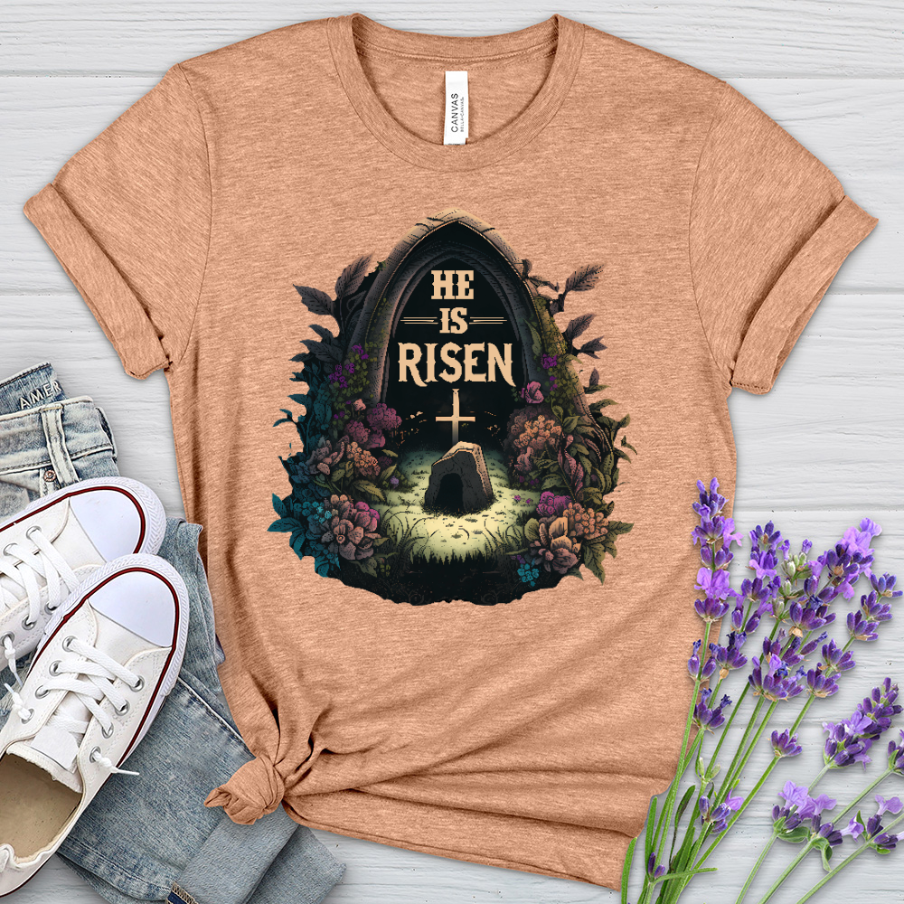He Is Risen Grave Heathered Tee