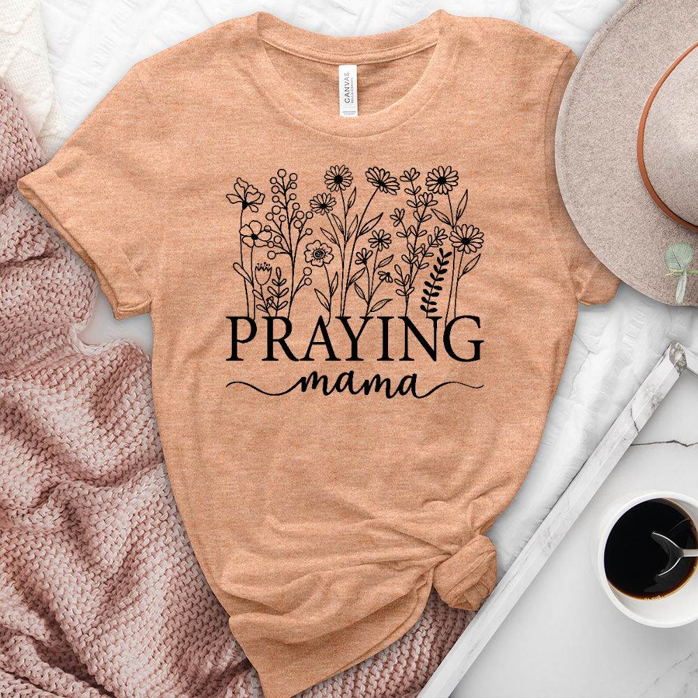 Praying Mama Flowers Heathered Tee