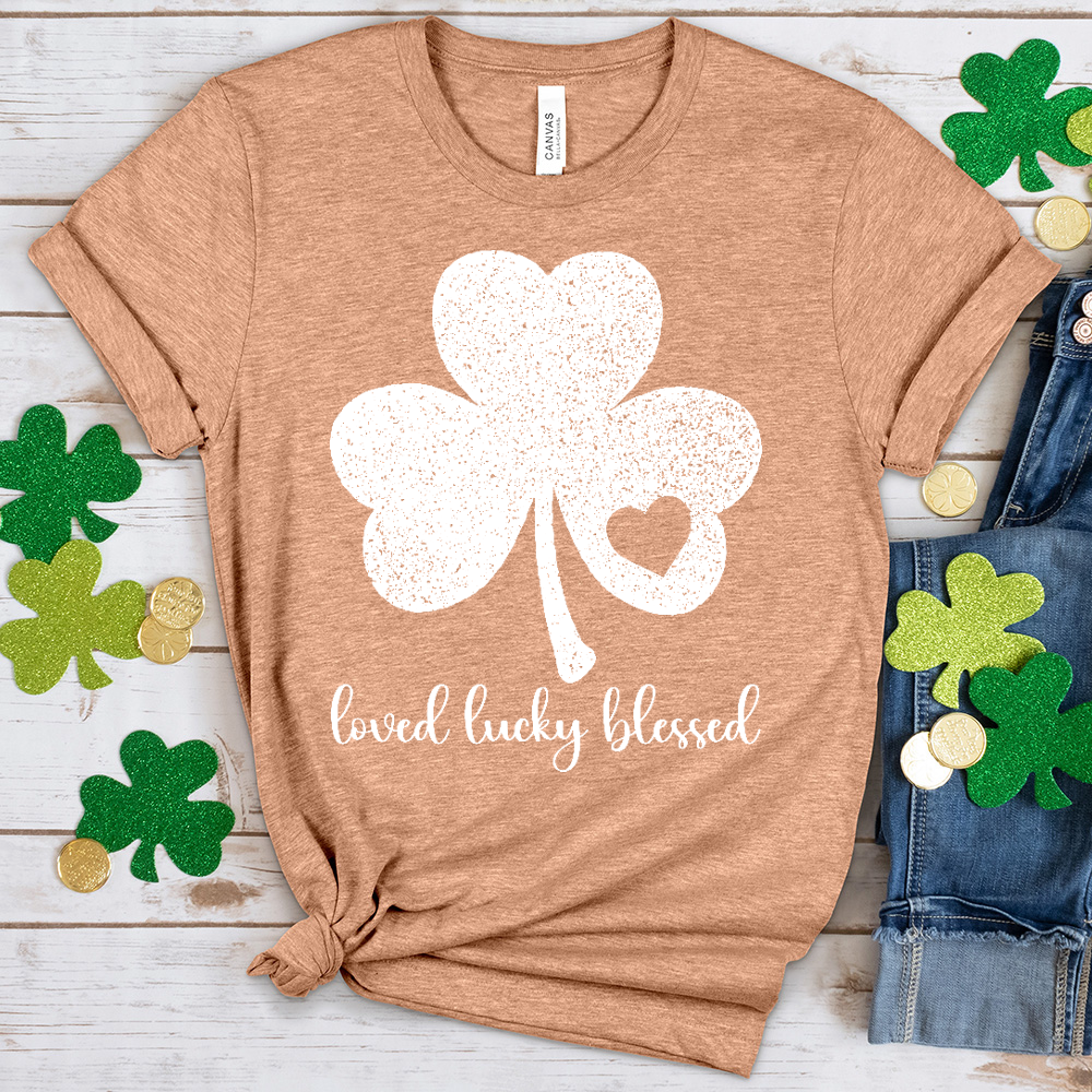 Loved Lucky Blessed Heathered Tee