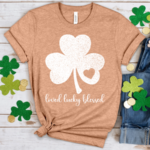 Loved Lucky Blessed Heathered Tee