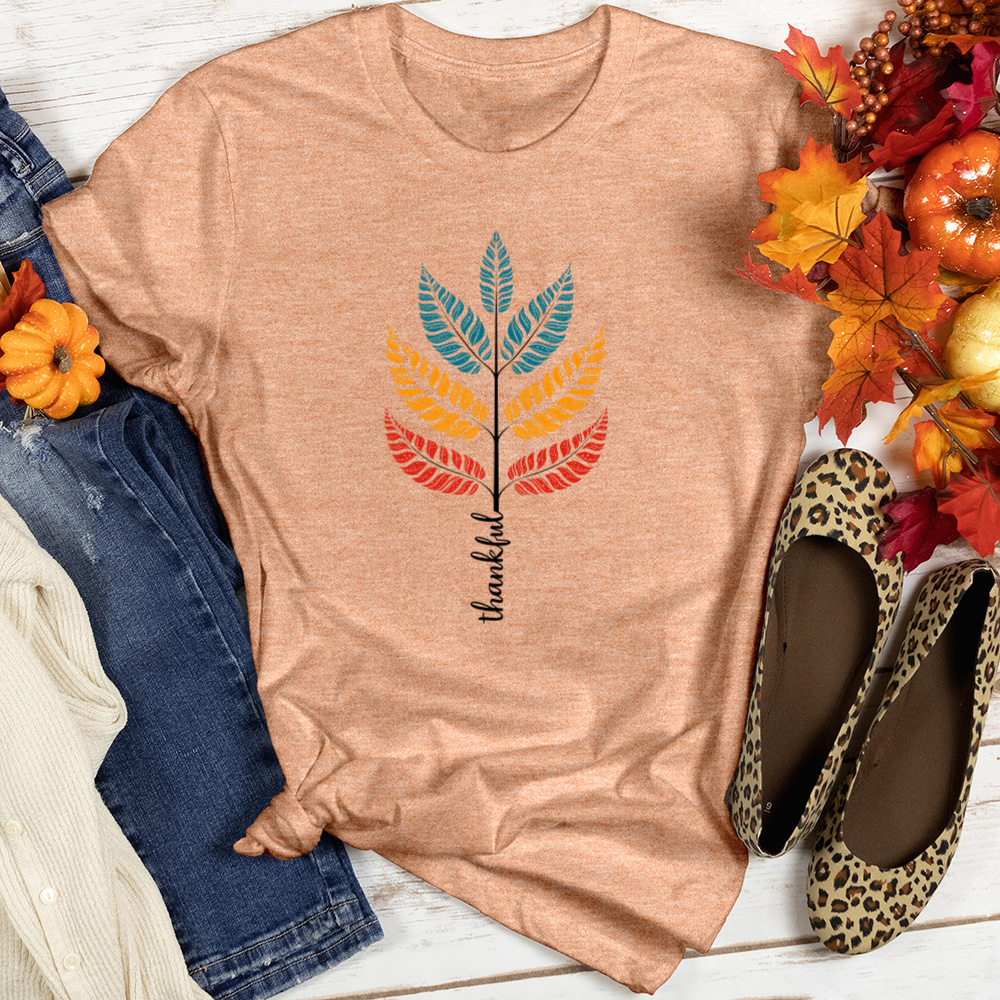 Retro Leafy Festivities Trio Heathered Tee