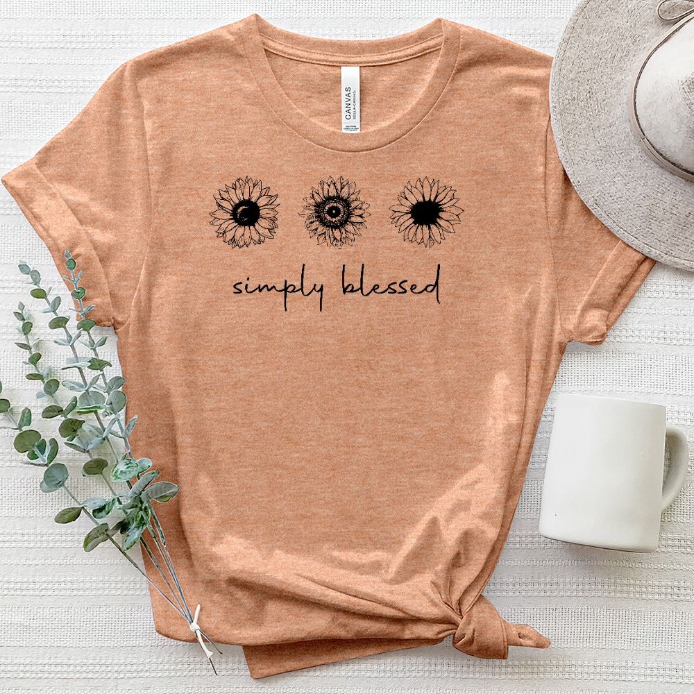 Simply Blessed Sunflower Pattern Heathered Tee