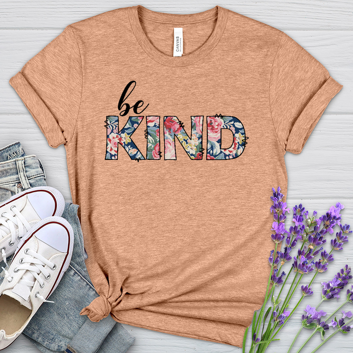 Be Kind Flowers Heathered Tee