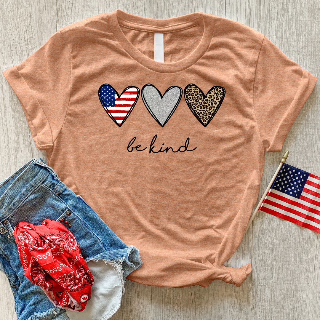 Be Kind Heart Flag Heathered Tee