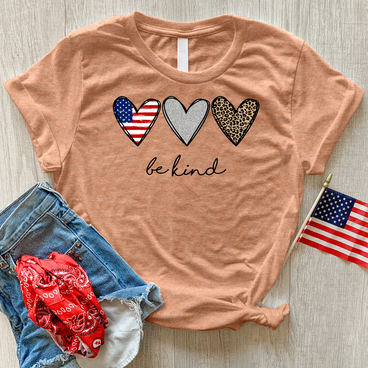 Be Kind Heart Flag Heathered Tee