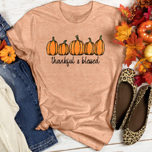 Thankful Row Of Pumpkins Heathered Tee