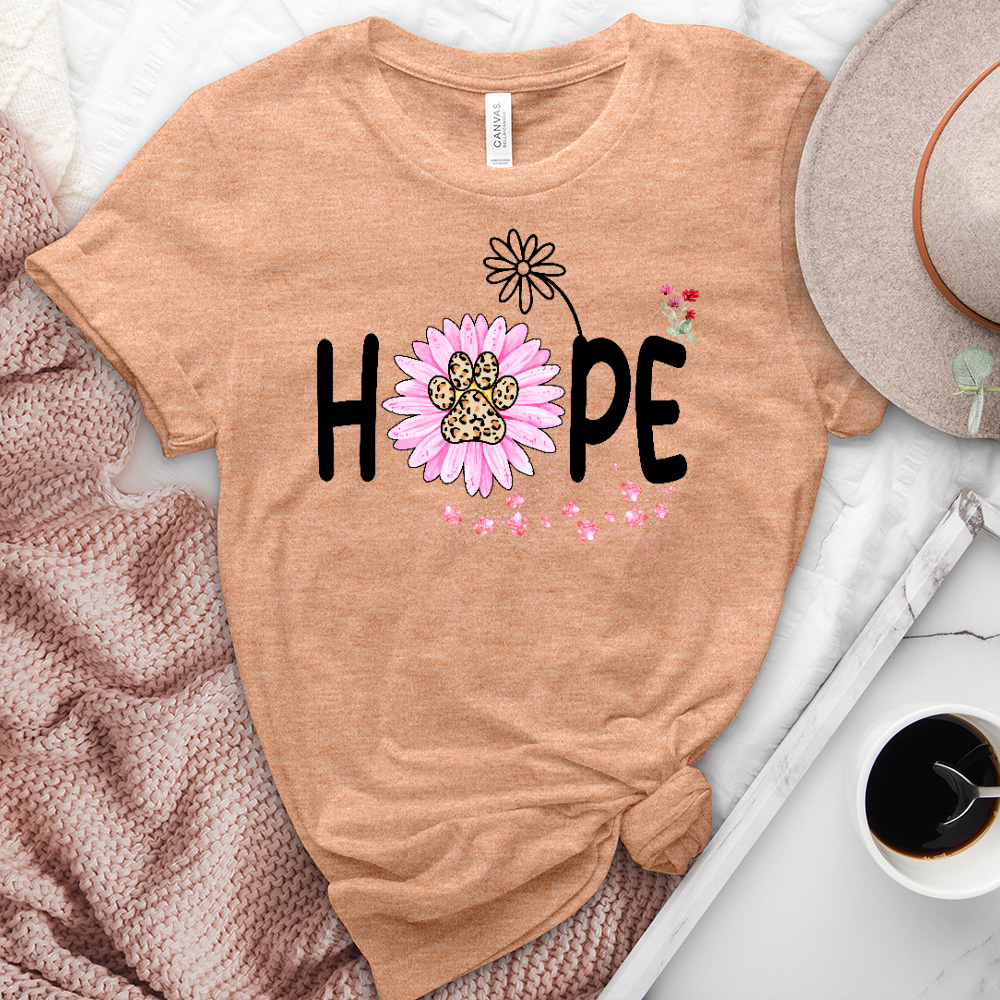 Hope Flower Paw Print Heathered Tee