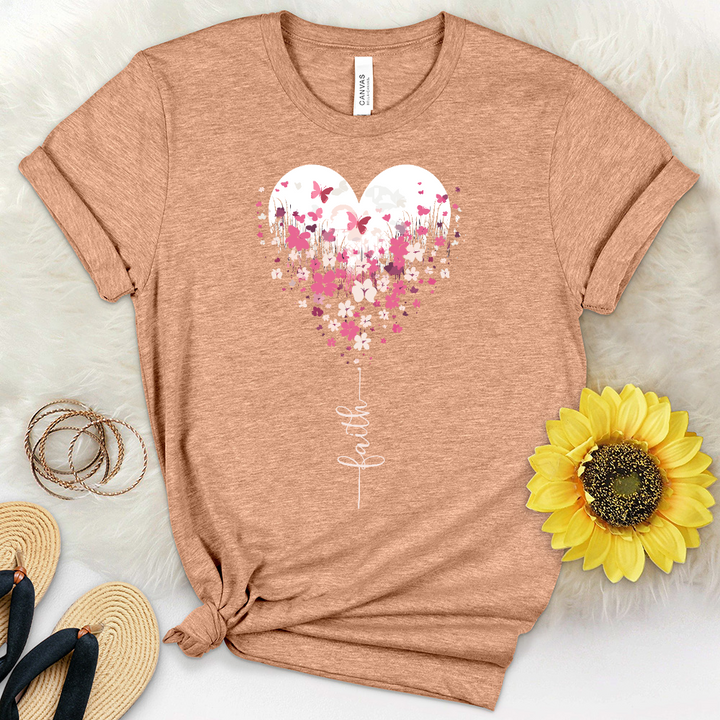 Faith Butterfly Heart Heathered Tee