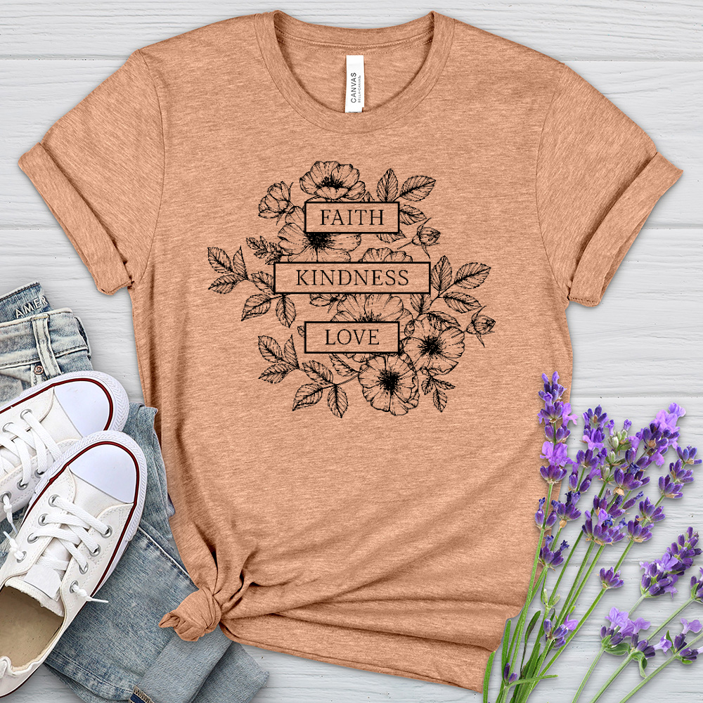 Faith Kindness Love Heathered Tee