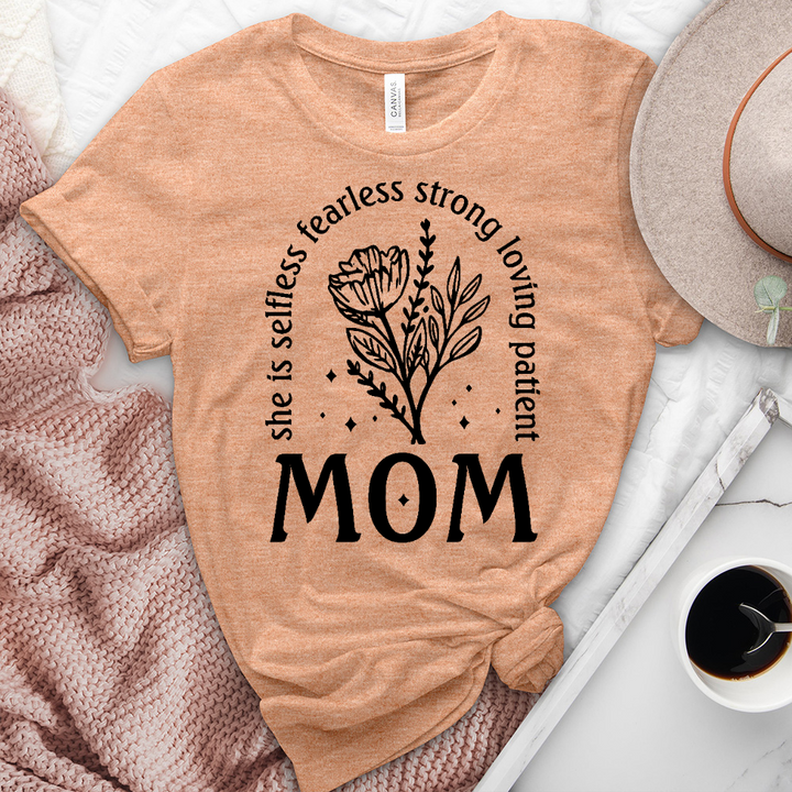 She Is Mom Flower Heathered Tee