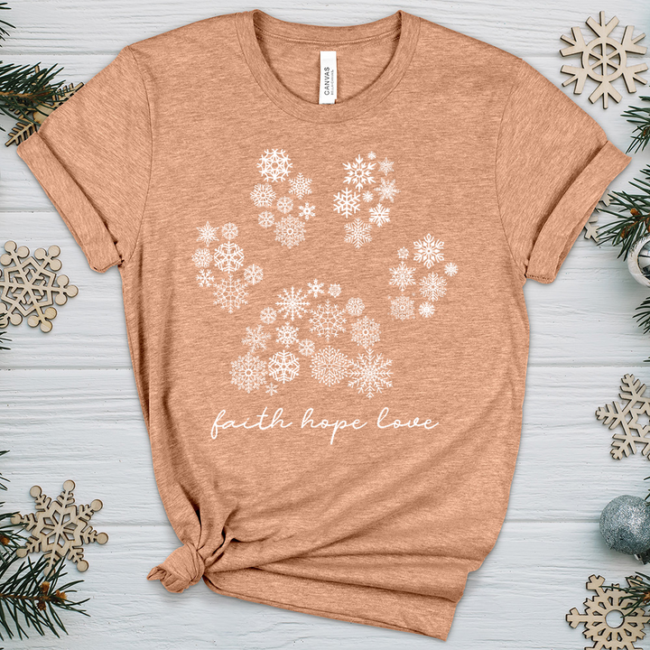 Snowflake Paw Print Heathered Tee