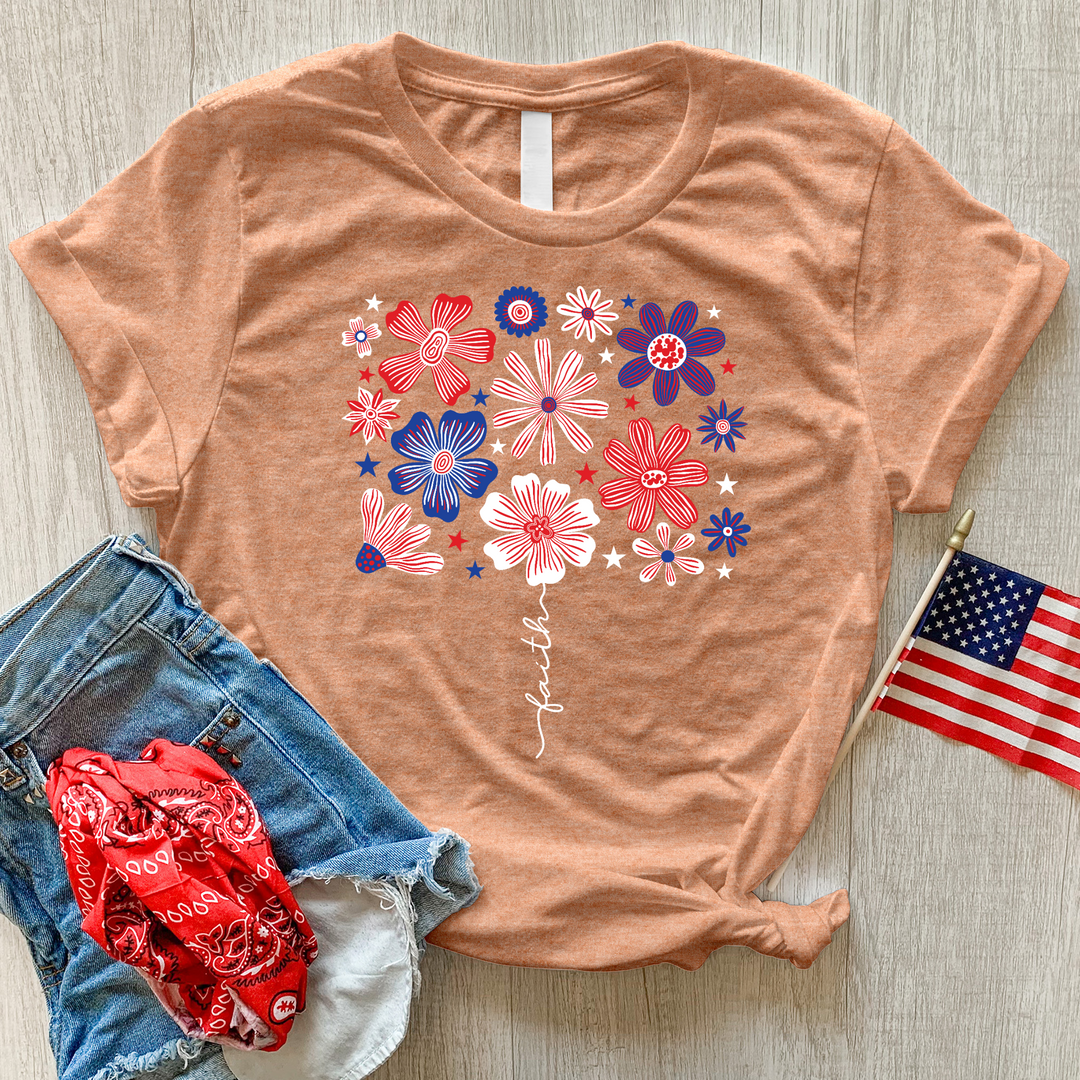 American Faith Flower Heathered Tee