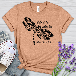 She Will Not Fall Dragonfly Heathered Tee