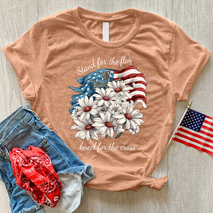 Stand For The Flag American Daises Heathered Tee