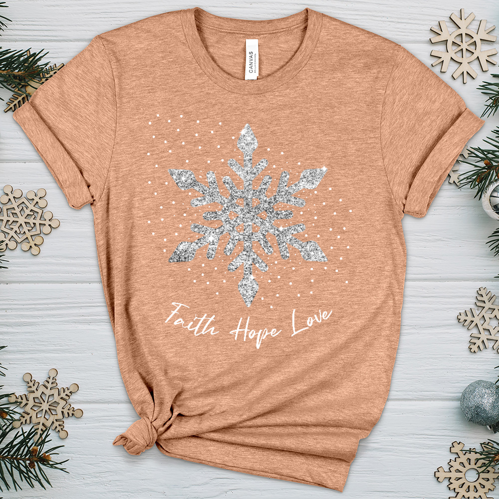 Faith Hope Love Silver Glitter Flake Heathered Tee