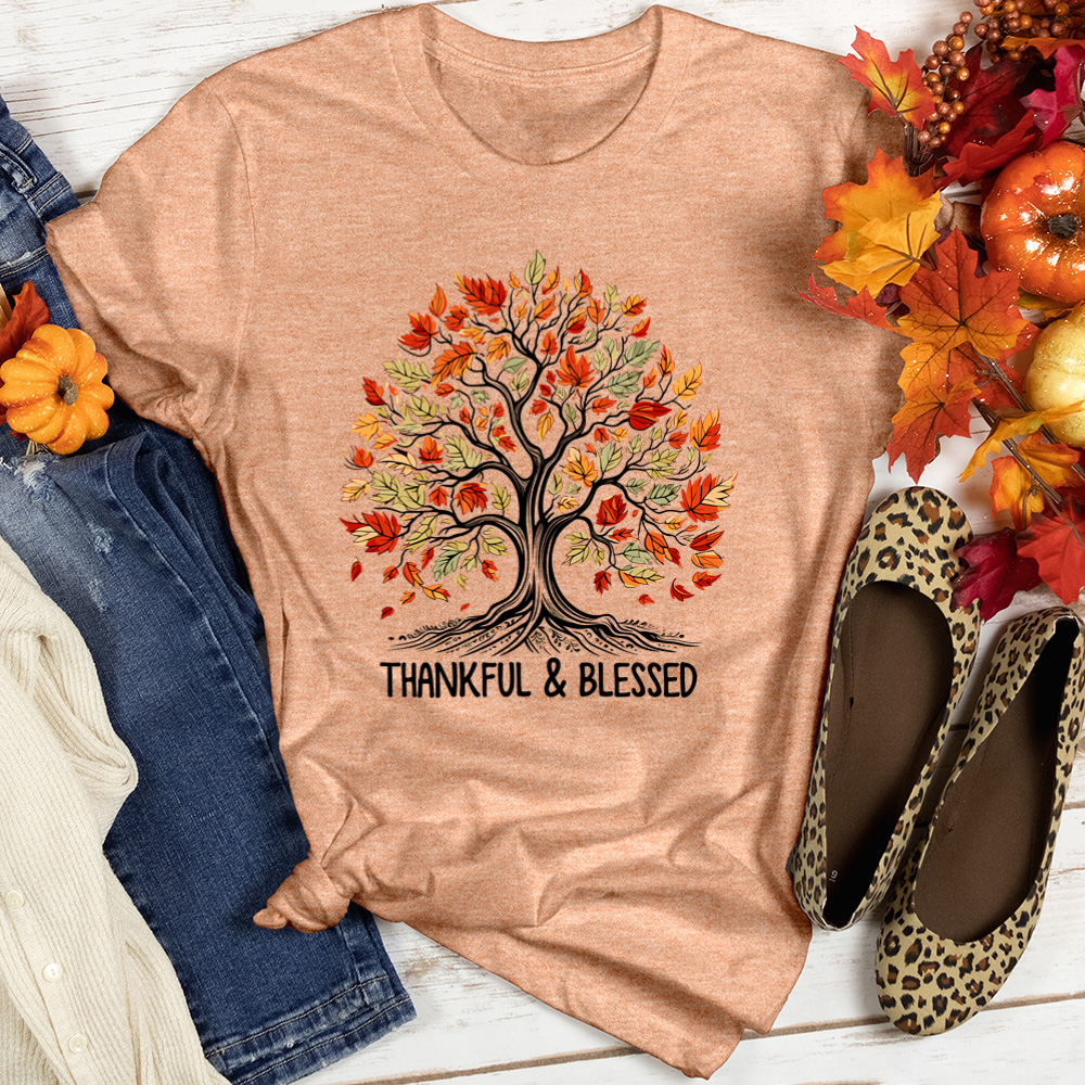 Thankful Blessed Trailblazing Blooms Heathered Tee