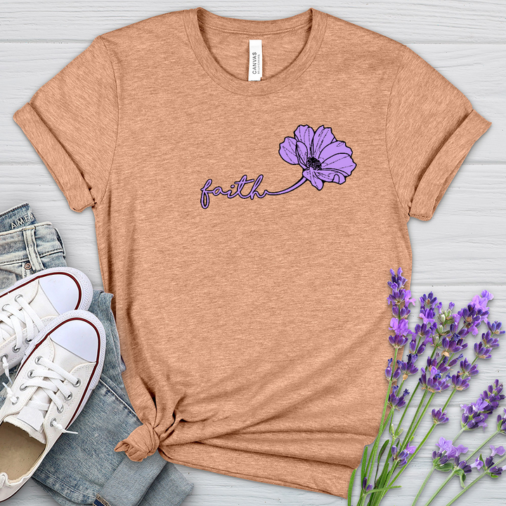 Faith Purple Flower Heathered Tee