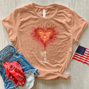 Fireworks Heart Heathered Tee