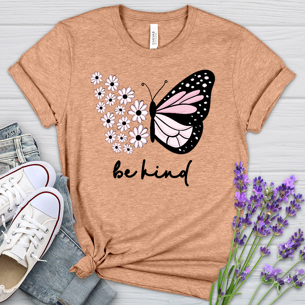 Be Kind Sunflower Butterfly Heathered Tee