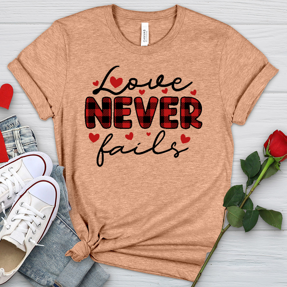 Love Never Fails Red Patterned Heathered Tee