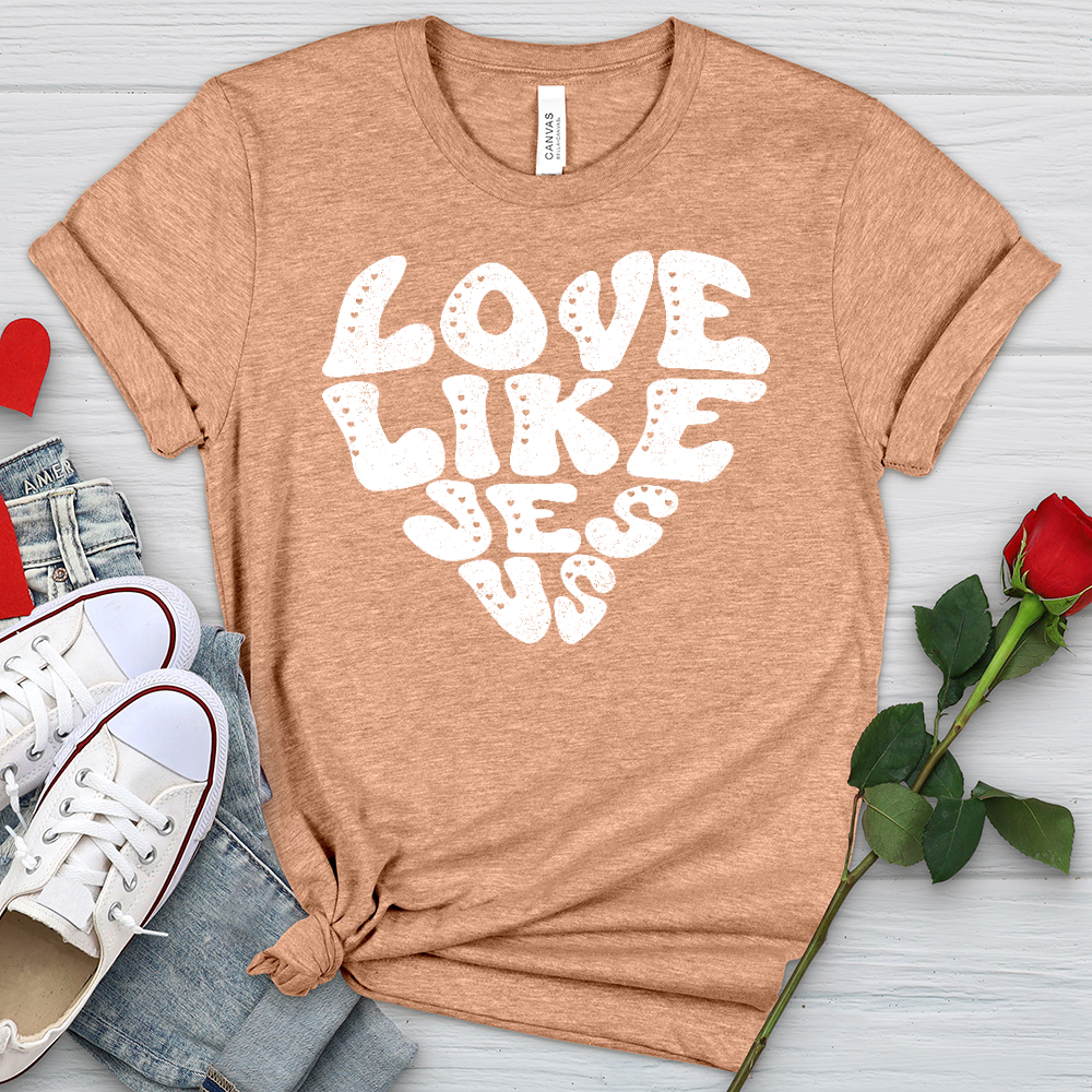 Love Like Jesus White Heathered Tee