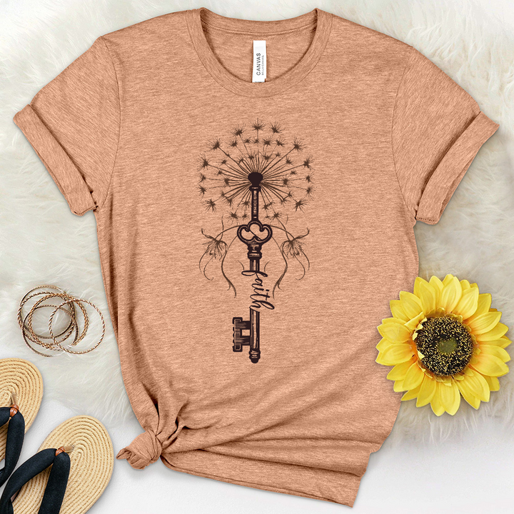 Faith Is The Key Dandelion Heathered Tee