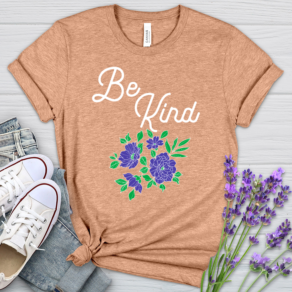 Be Kind Purple Flowers Heathered Tee