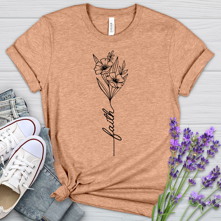 Faith Spring Flower Bouquet Heathered Tee