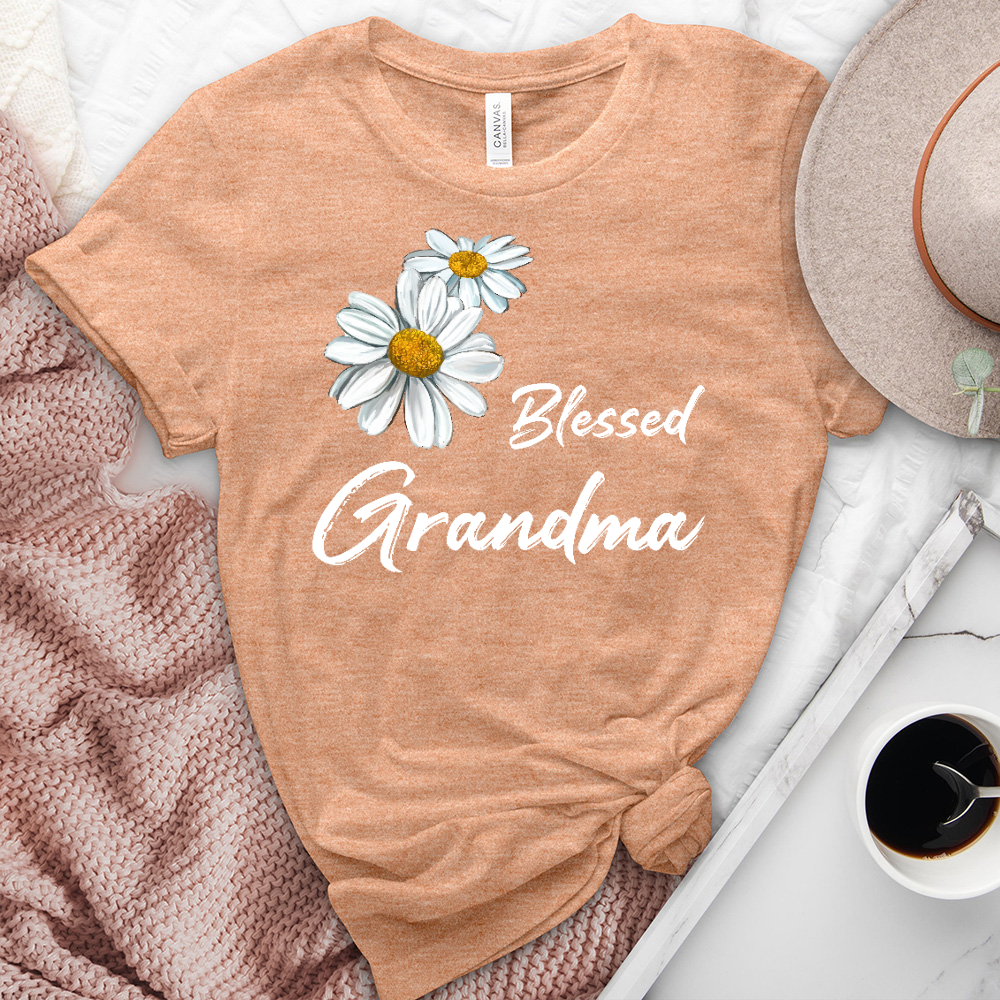 Blessed Grandma Daisy Heathered Tee