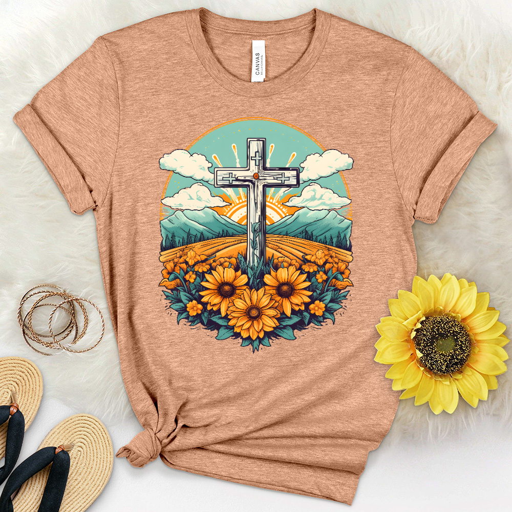 Sunflower Cross Scene Heathered Tee