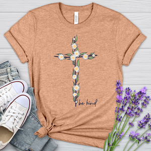 Be Kind Floral Cross Heathered Tee