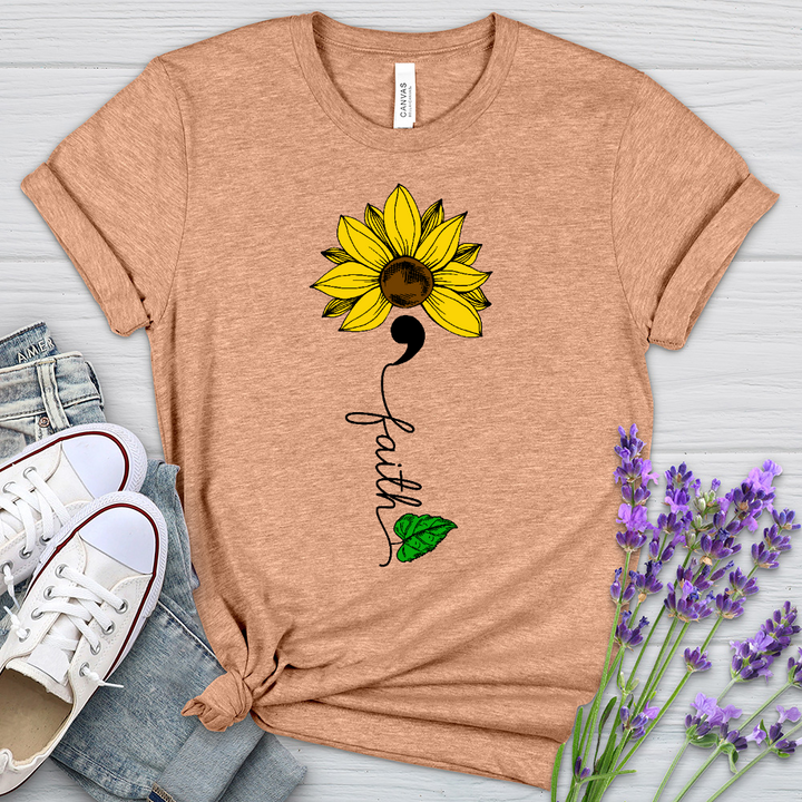 Faith Semicolon Sunflower Heathered Tee