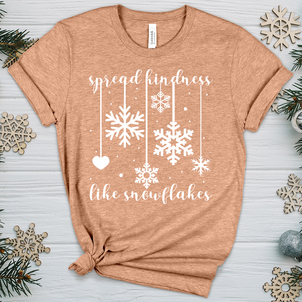 Spread Kindness Dangling Snowflakes Heathered Tee