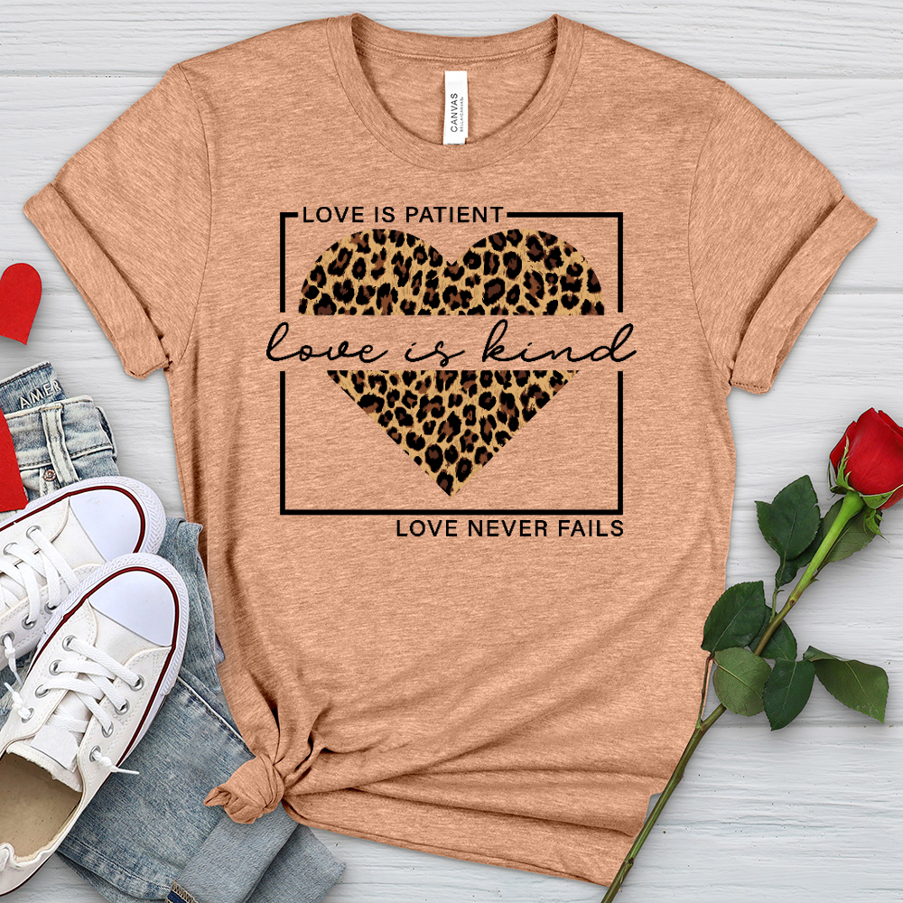 Love Leopard Heart Heathered Tee