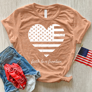 Faith Love Freedom Heart Heathered Tee