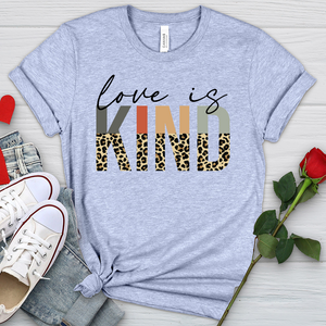 Love Is Kind Leopard Letters Heathered Tee