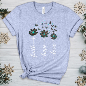 Faith Hope Love Floral V2 Heathered Tee